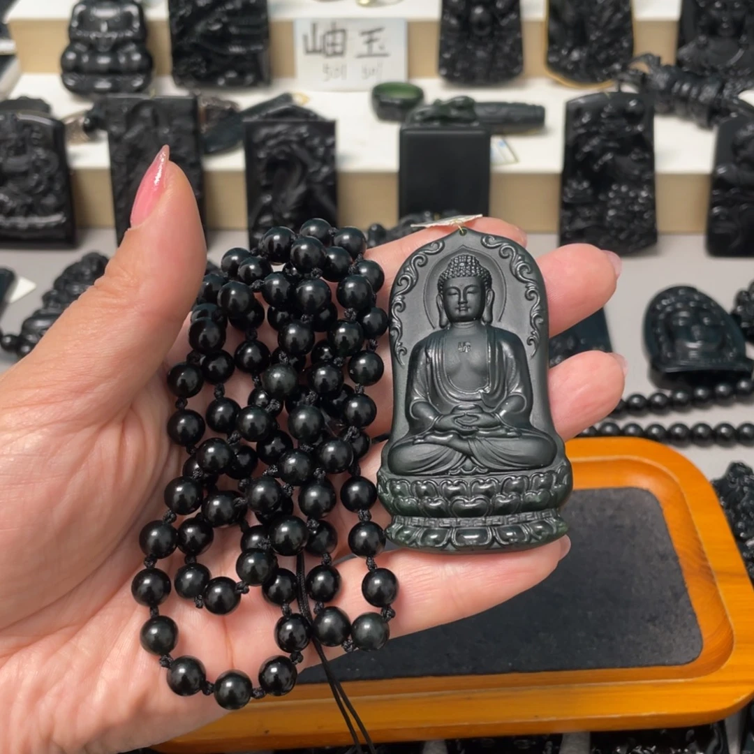 *****蛇纹石玉未镶嵌吊坠加珠链