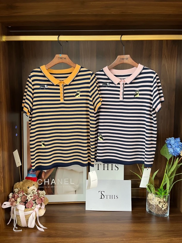 255285条纹短袖常规街头直筒型POLO衫