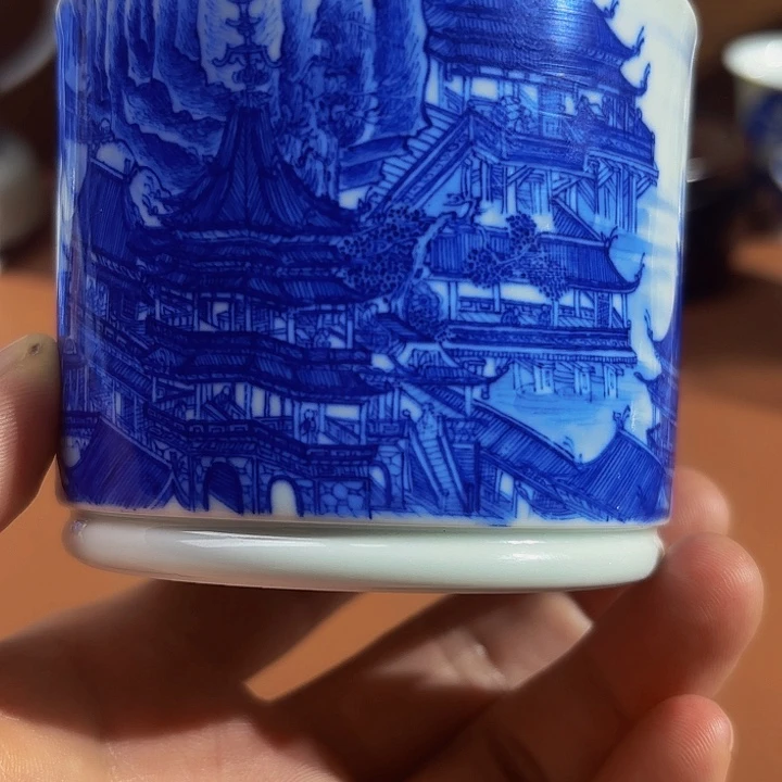 皆***喜青花手工手绘大明宫
