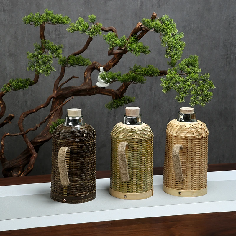 竹编热水瓶保温壶复古文艺暖水瓶80年代开水壶家用保温瓶玻璃内胆