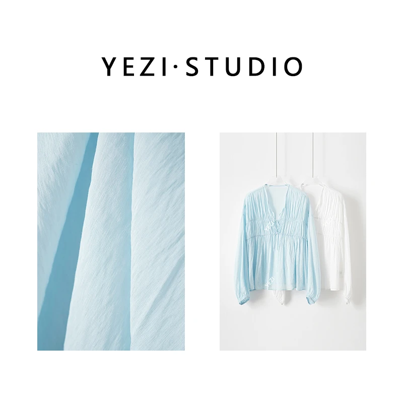 【舒适频道】法式波西米亚风宽松气质V领系带抽褶衬衫25216004-周年