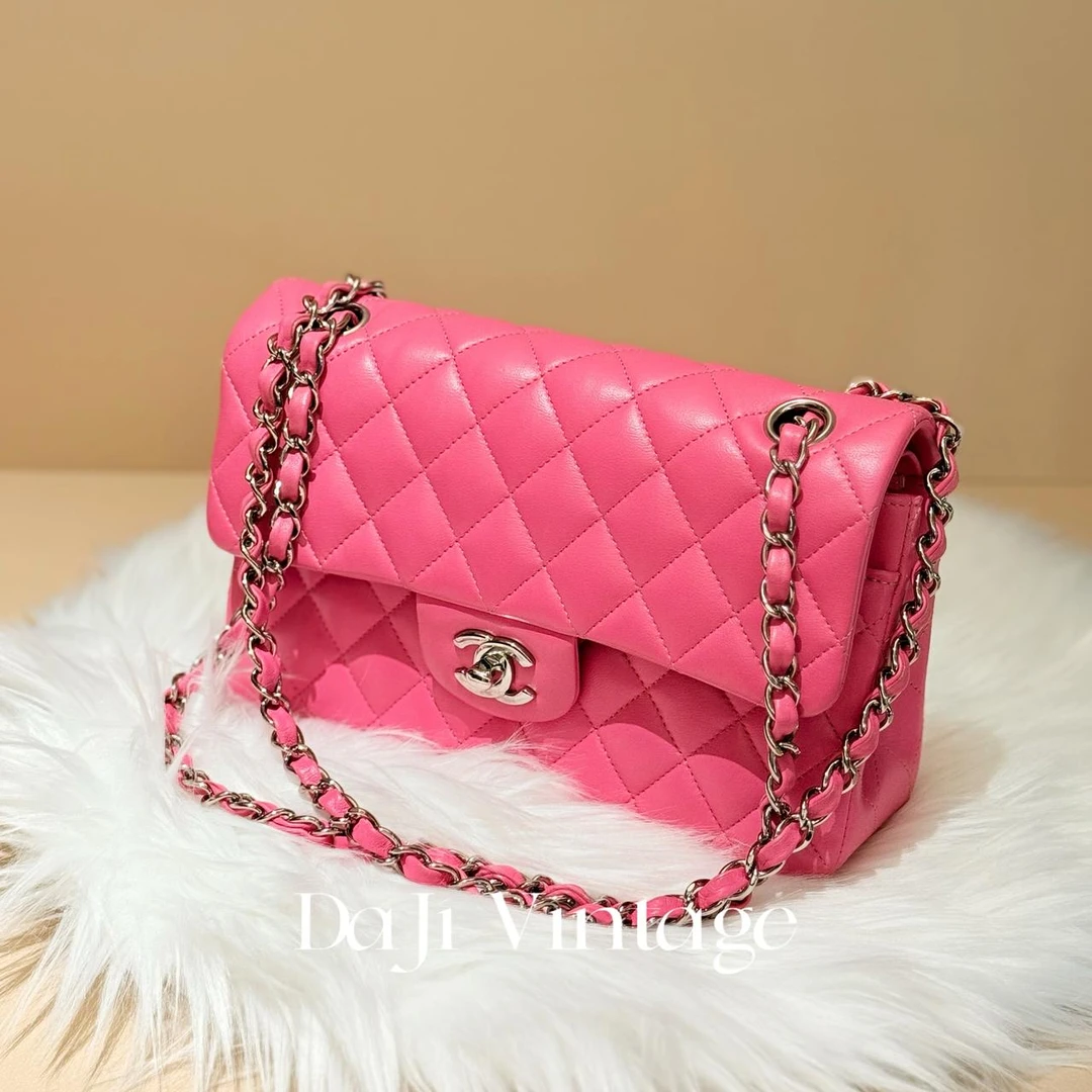 99新 Chanel/香奈儿 大吉中古/Chanel香奈儿粉银小号cf斜挎包