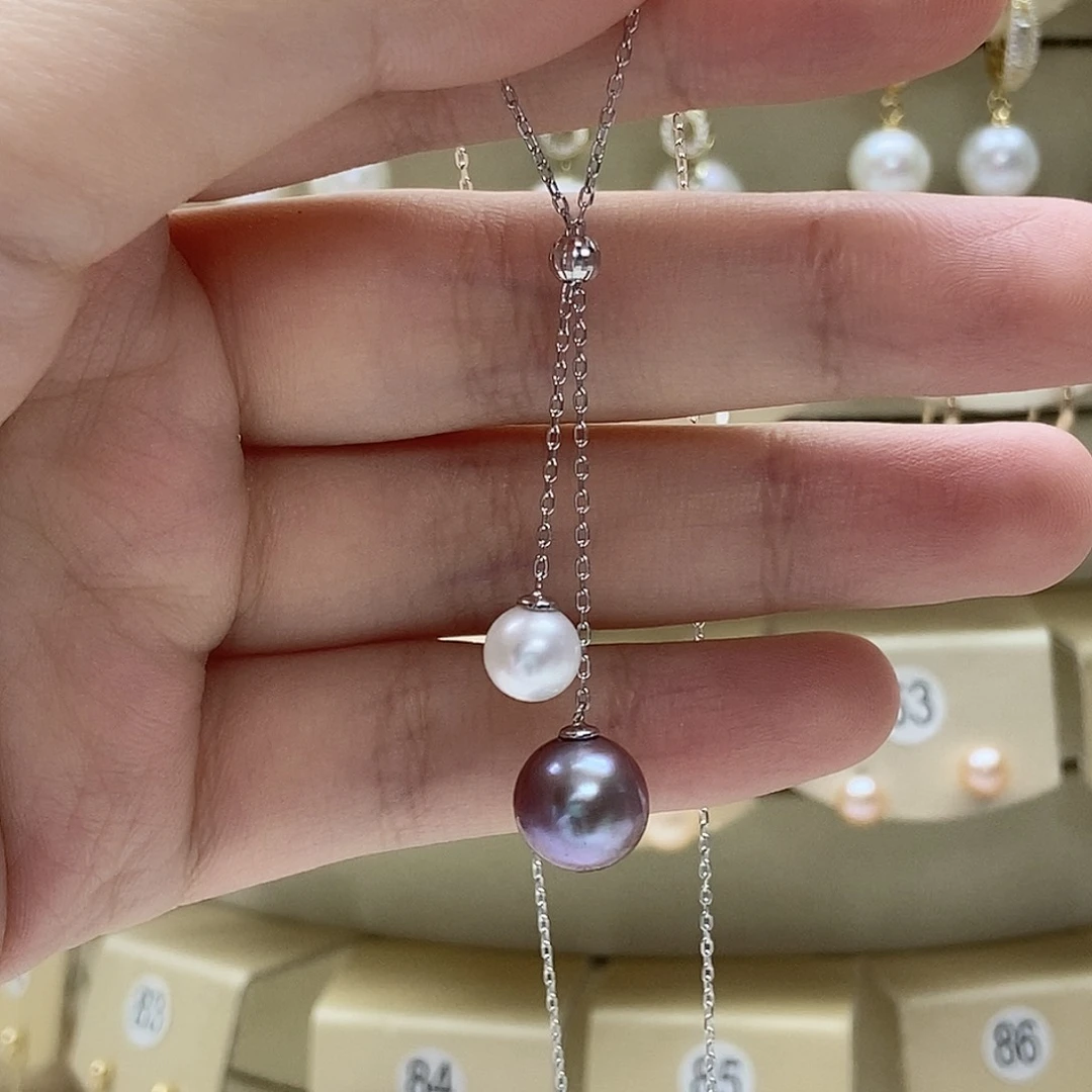 银S925镶嵌颈饰淡水珍珠7-10