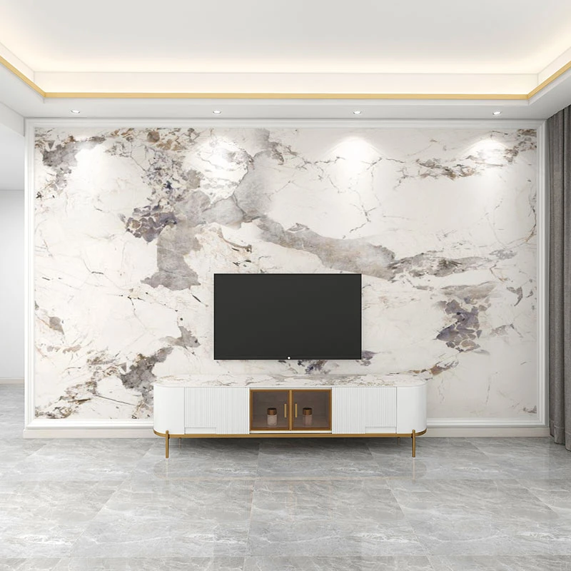 现代简约仿大理石纹扣板电视背景墙碳晶板客厅竹木纤维集成护墙板