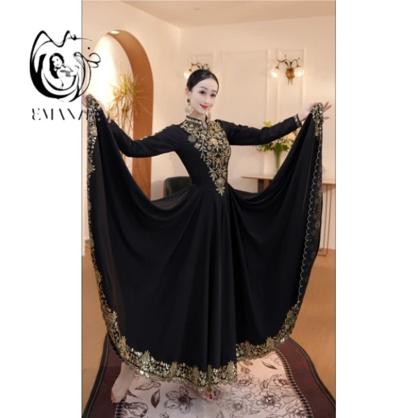 A25D20依曼之舞异域风情新款连衣裙新疆舞蹈服饰民族风珠绣广场舞