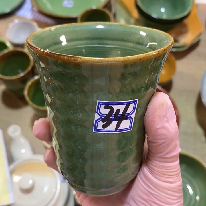 瓷片五厂绿釉闻香杯微瑕疵