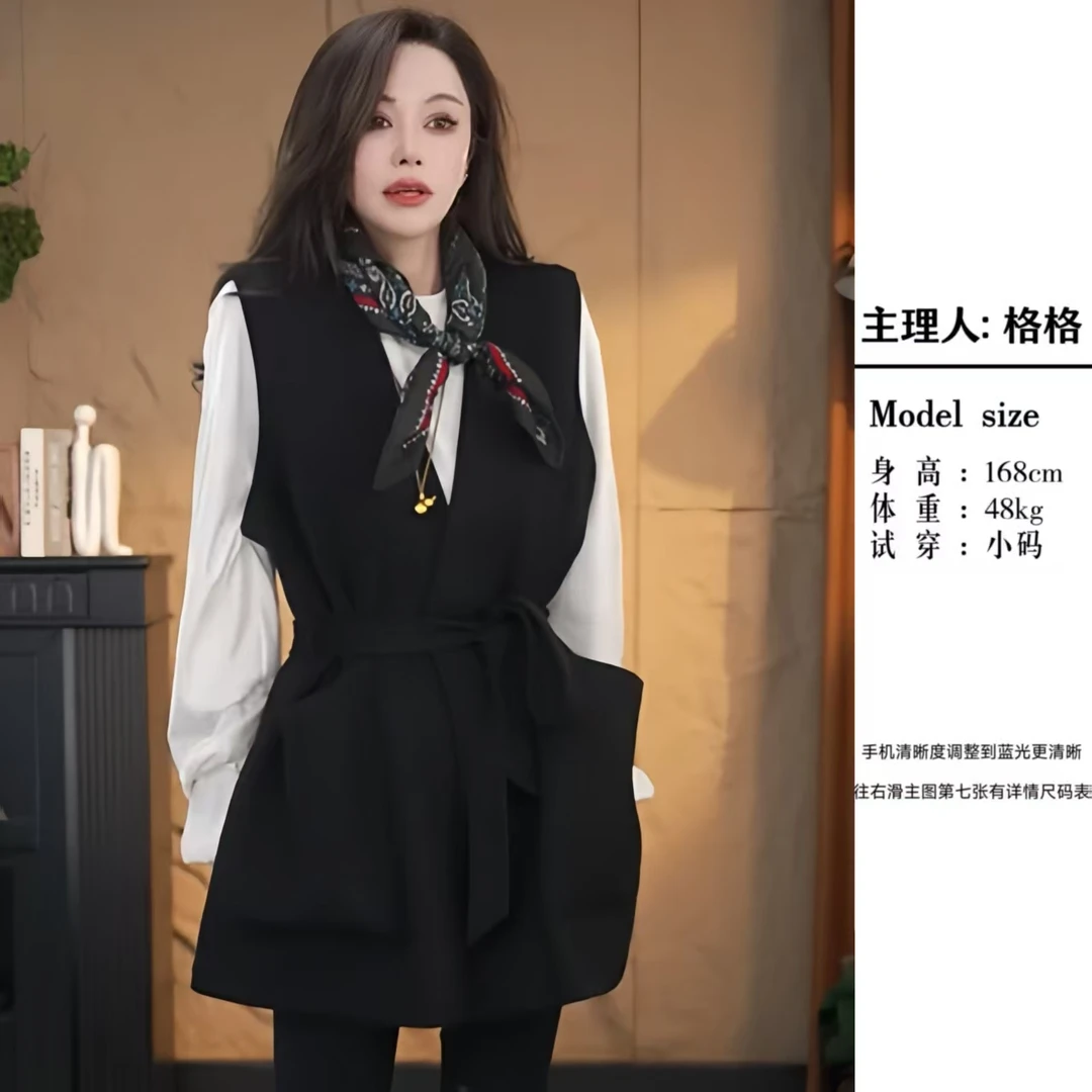 【格小姐】1521-1秋上新款欧版流苏风潮流时尚百搭腰带显瘦马甲外套