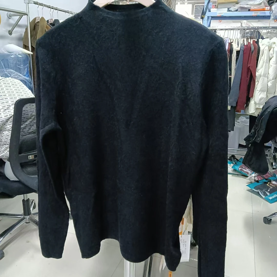 气质暗纹印花百搭纯色修身显瘦针织衫K24417