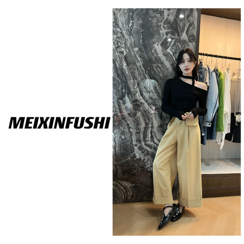 【Mei Xin】漏肩绑带打底上衣/2110/D