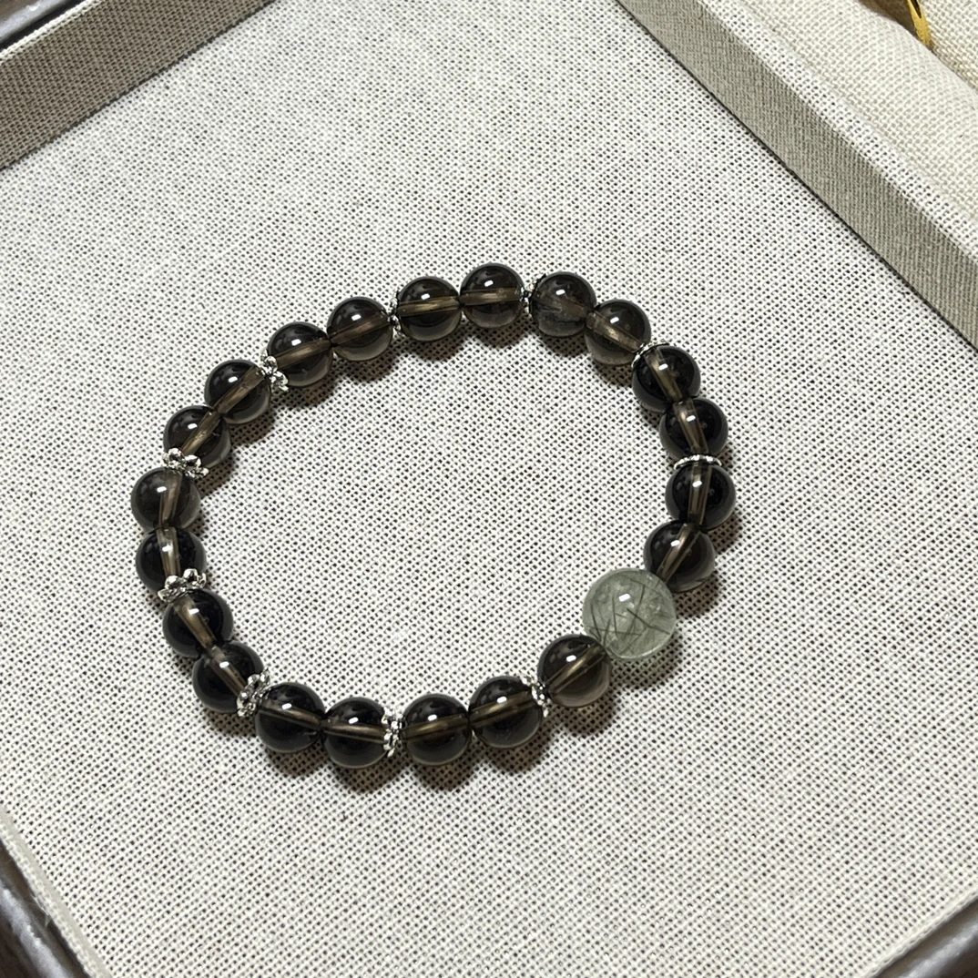 水晶手串天然水晶未镶嵌水晶女款女生情侣闺蜜同款茶晶手串