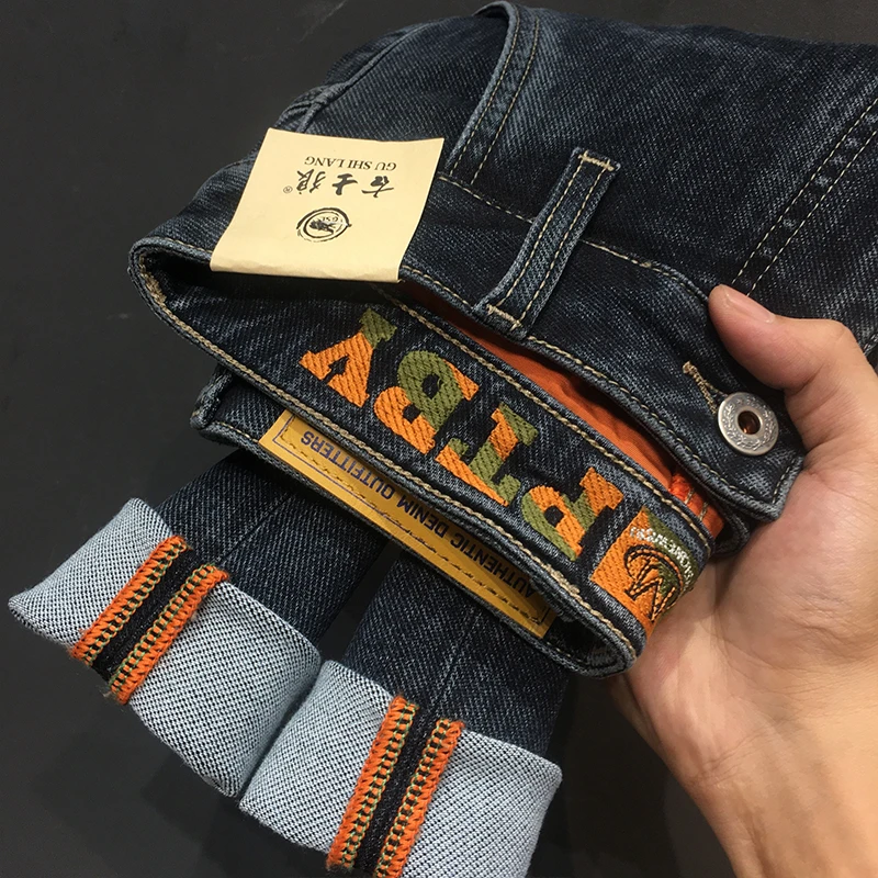 牛仔裤春季新款潮牌时尚刺绣舒适百搭户外弹力修身长裤895男士