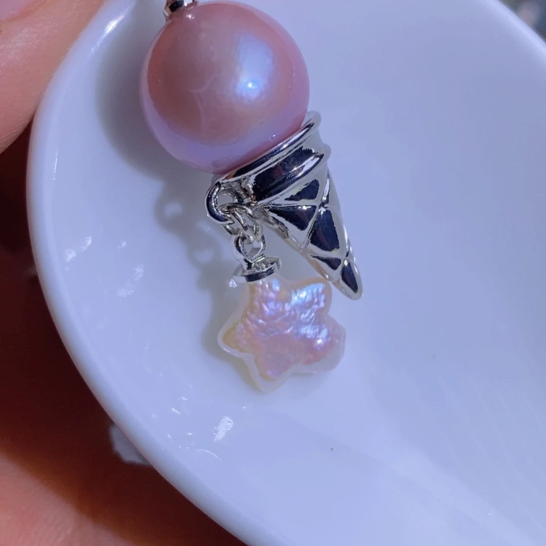 银S925镶嵌天然淡水珍珠淡水珍珠