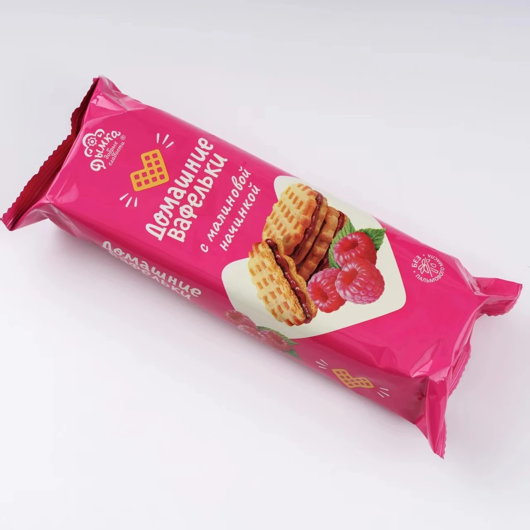 俄罗斯进口伊塔夫牌家常华夫果酱夹心饼干零食甜点155g