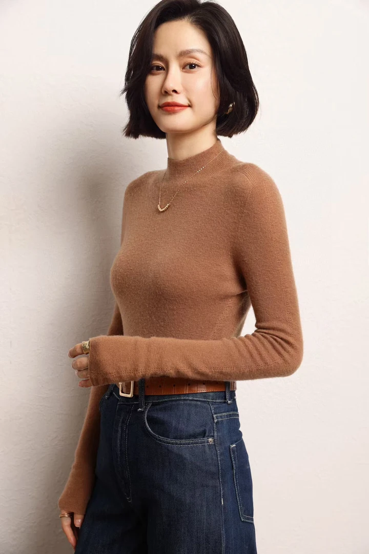 一线成衣精纺羊绒60支纱线超轻半高领 yy 661