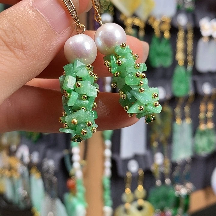 翡翠银S925镶嵌耳饰翡翠