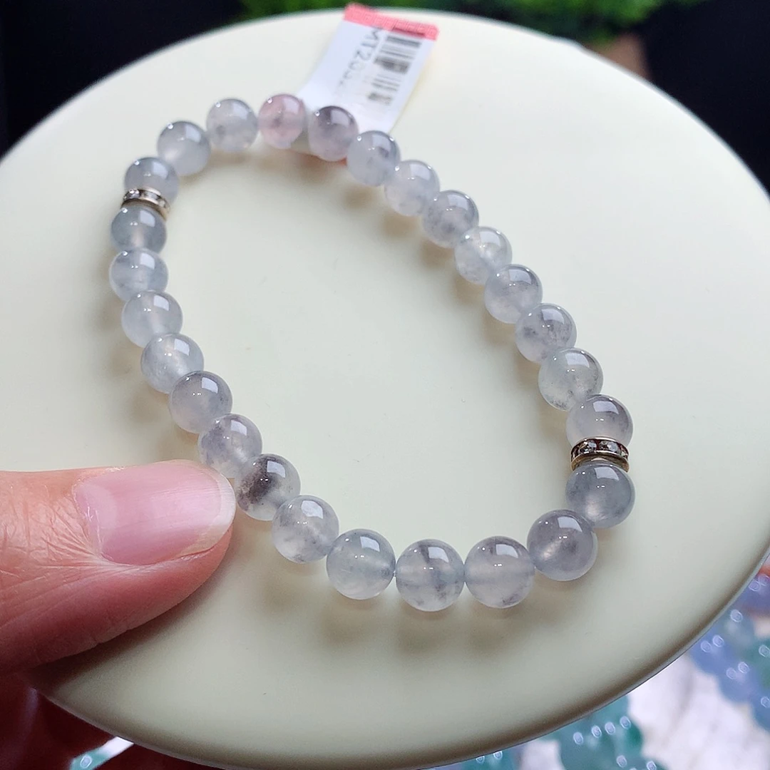 未镶嵌手串翡翠卡7mm正冰飘乌鸡花 自带国风水墨画意境！