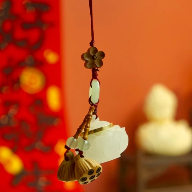 夜光竹节莲花香囊手机挂件随身福禄吊坠压襟居家好物（送一瓶香丸）