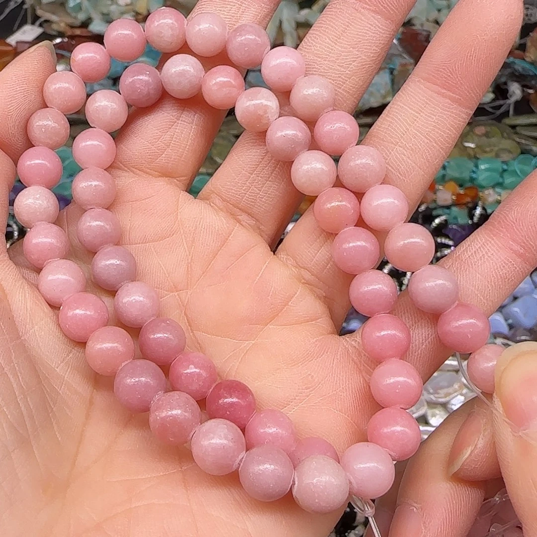 玛瑙/玉髓合金珠宝半成品粉澳宝8mm一条