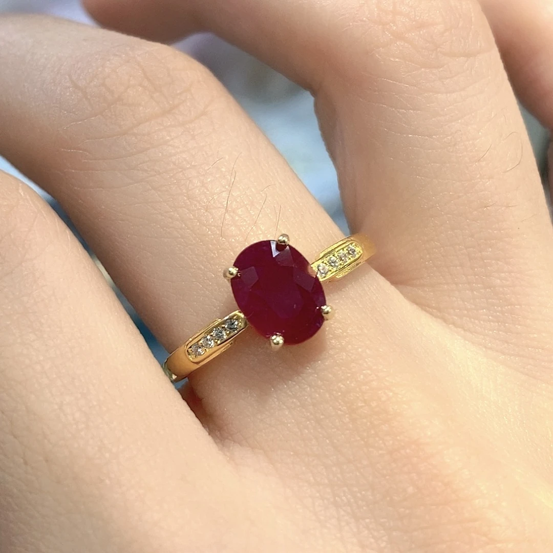 银S925镶嵌戒指红宝石时**旅天然宝石福利款