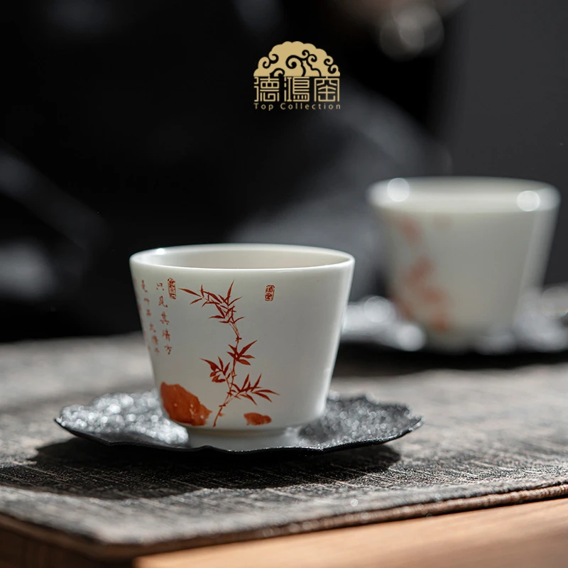 无品牌鑫德鸿窑苏打灰釉主人杯陶瓷品茗杯茶具单杯仿古矾红茶盏