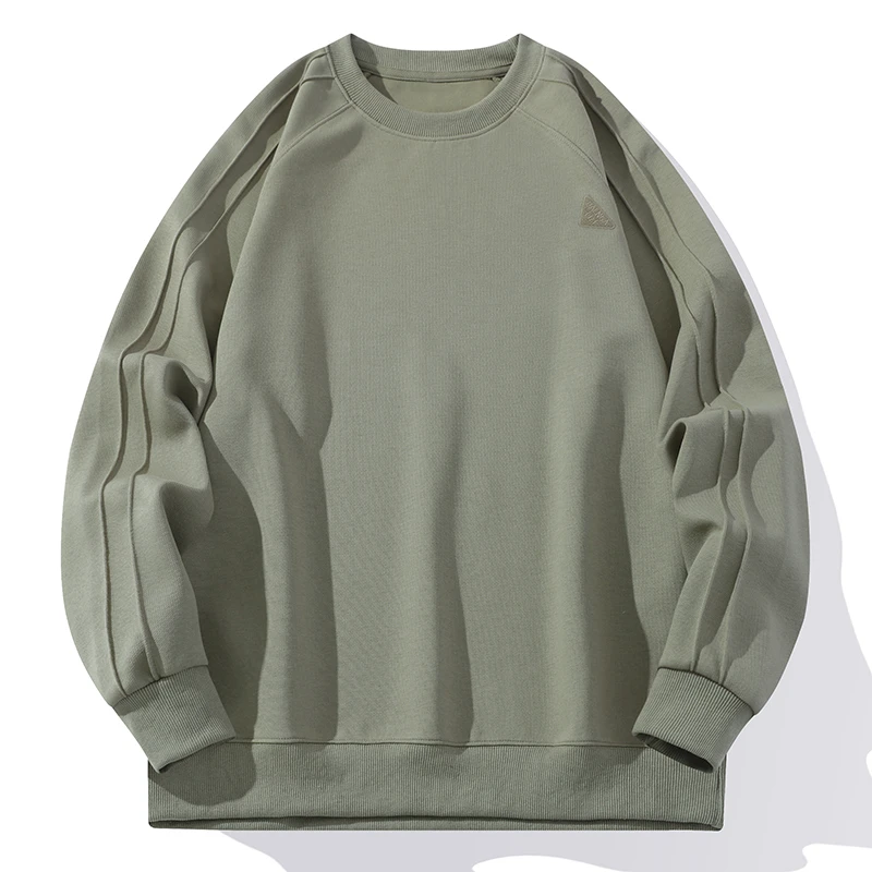 新款2025卫衣圆领宽松休闲春季男士百搭纯色小标刺绣时尚打底潮流