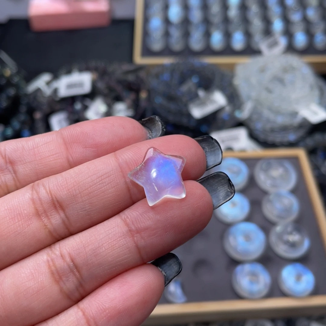 月光石颈饰未镶嵌白****）蓝月光星星➕提溜扣