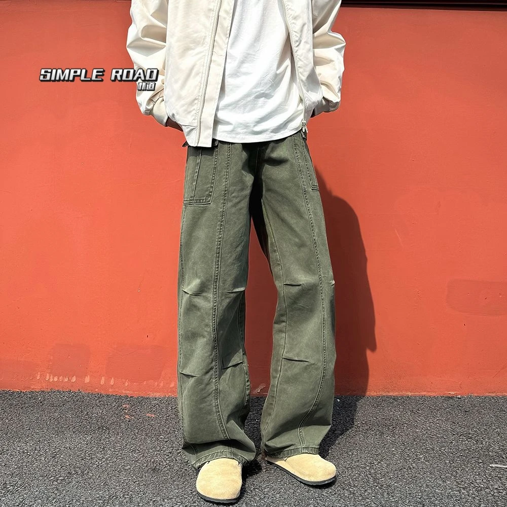 美式复古伞兵弯刀裤阔腿工装裤男女高级感宽松直筒vibe休闲裤潮