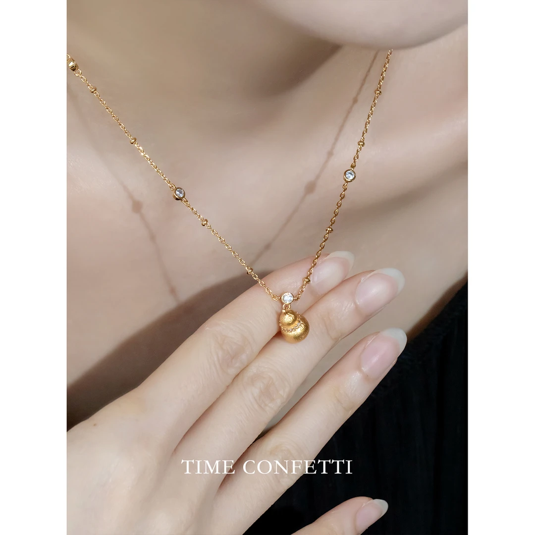 黄铜项链 镀K金【孙二娘】气质简约百搭拉丝葫芦项链TC 10549