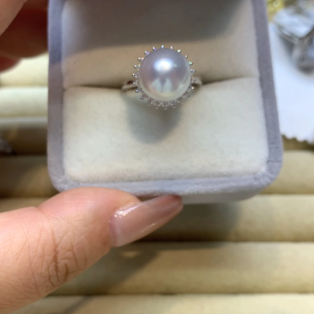 银S925镶嵌戒指海水珍珠