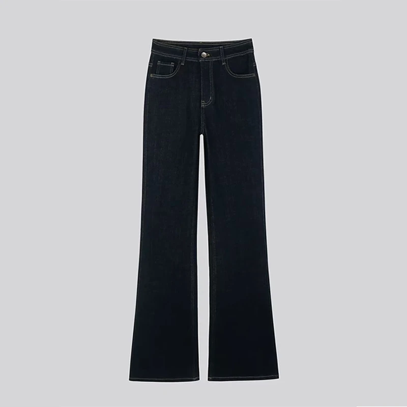 YUNAQIU复古高级感丨秋冬季高腰显瘦四面弹力加绒微喇牛仔裤女327