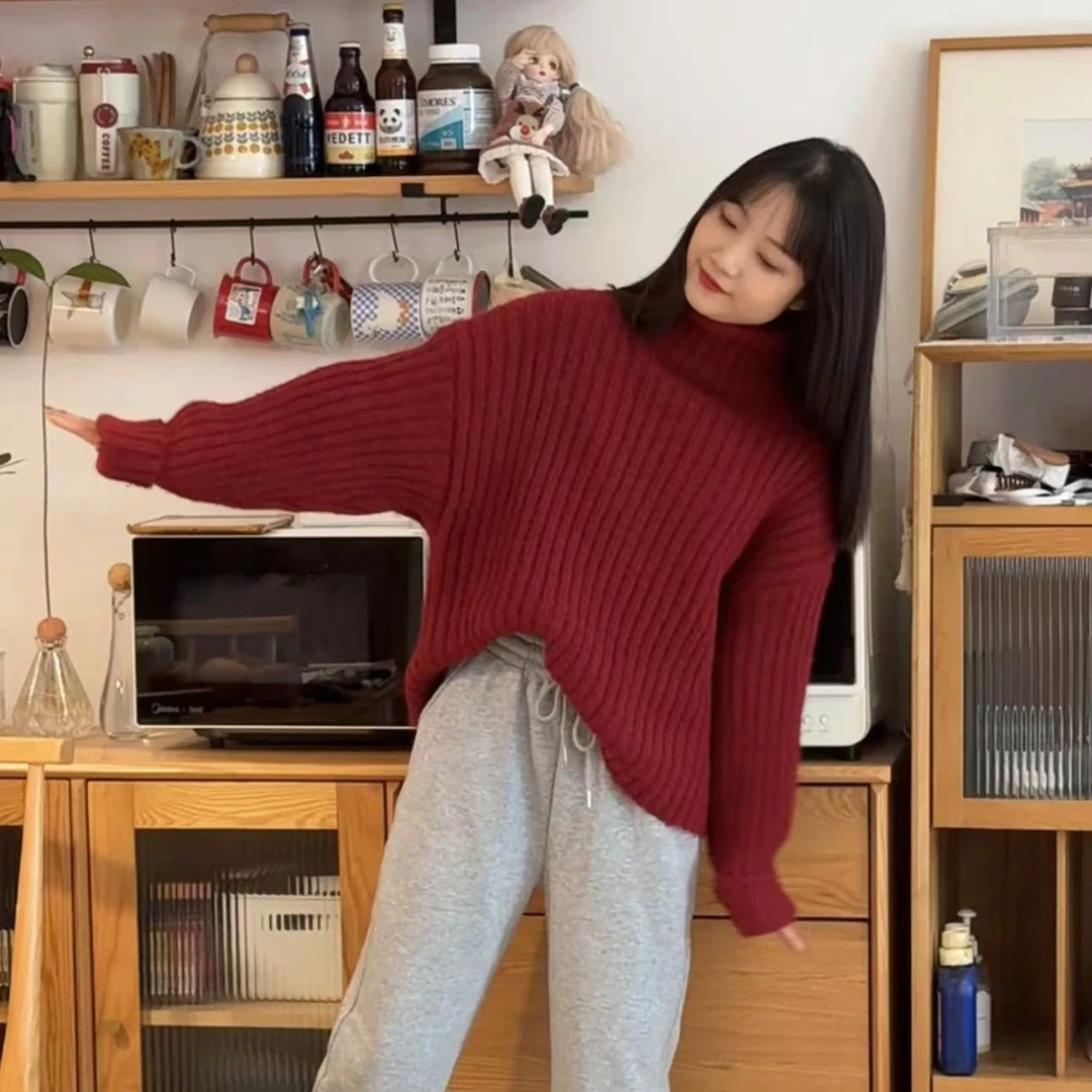 林金亚｜四色翻领厚毛衣