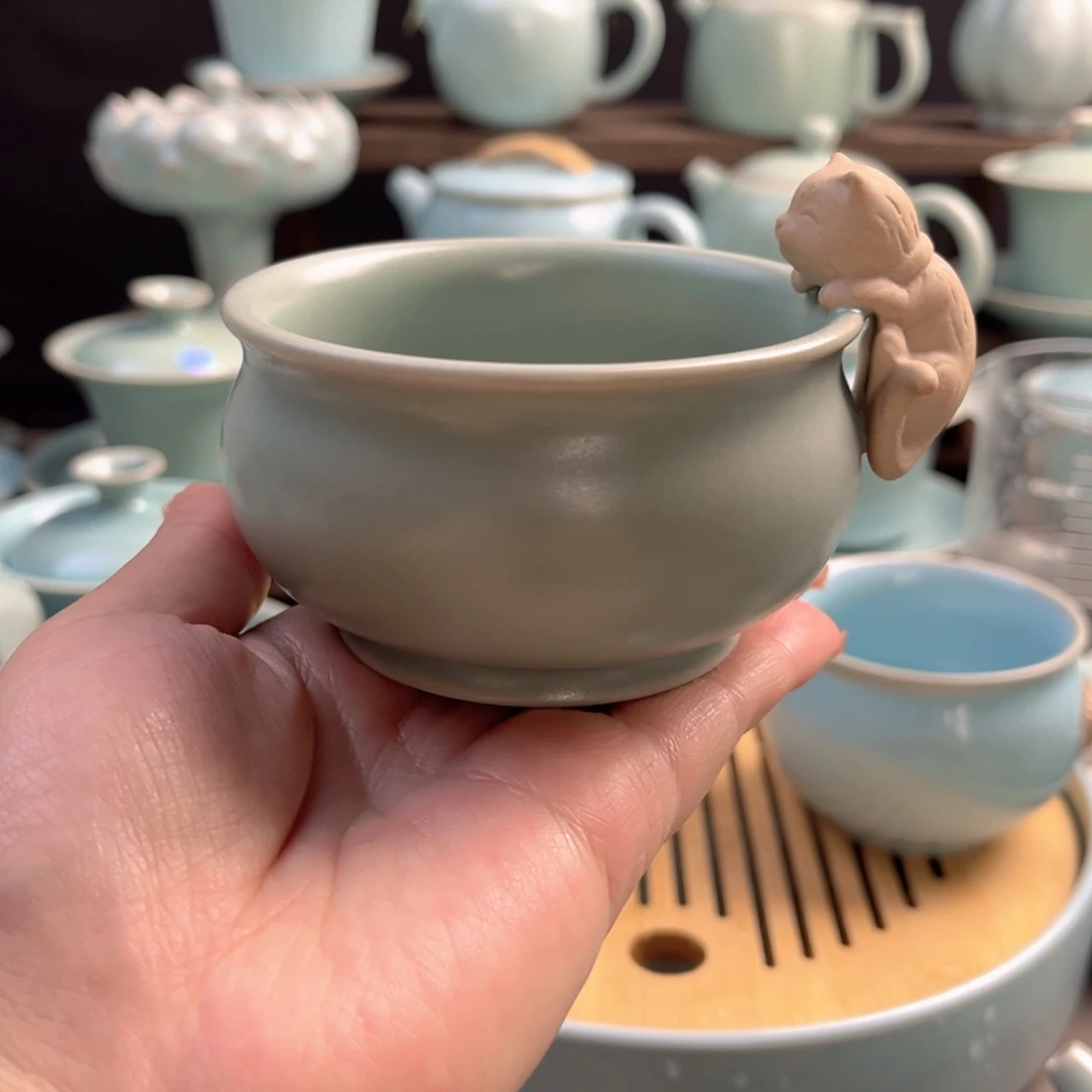 瓷仿古釉缸杯微微瑕
