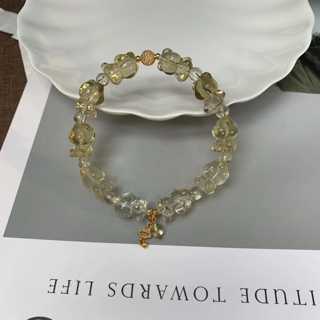 天然黄水晶小熊手链 多样性发其一 F290