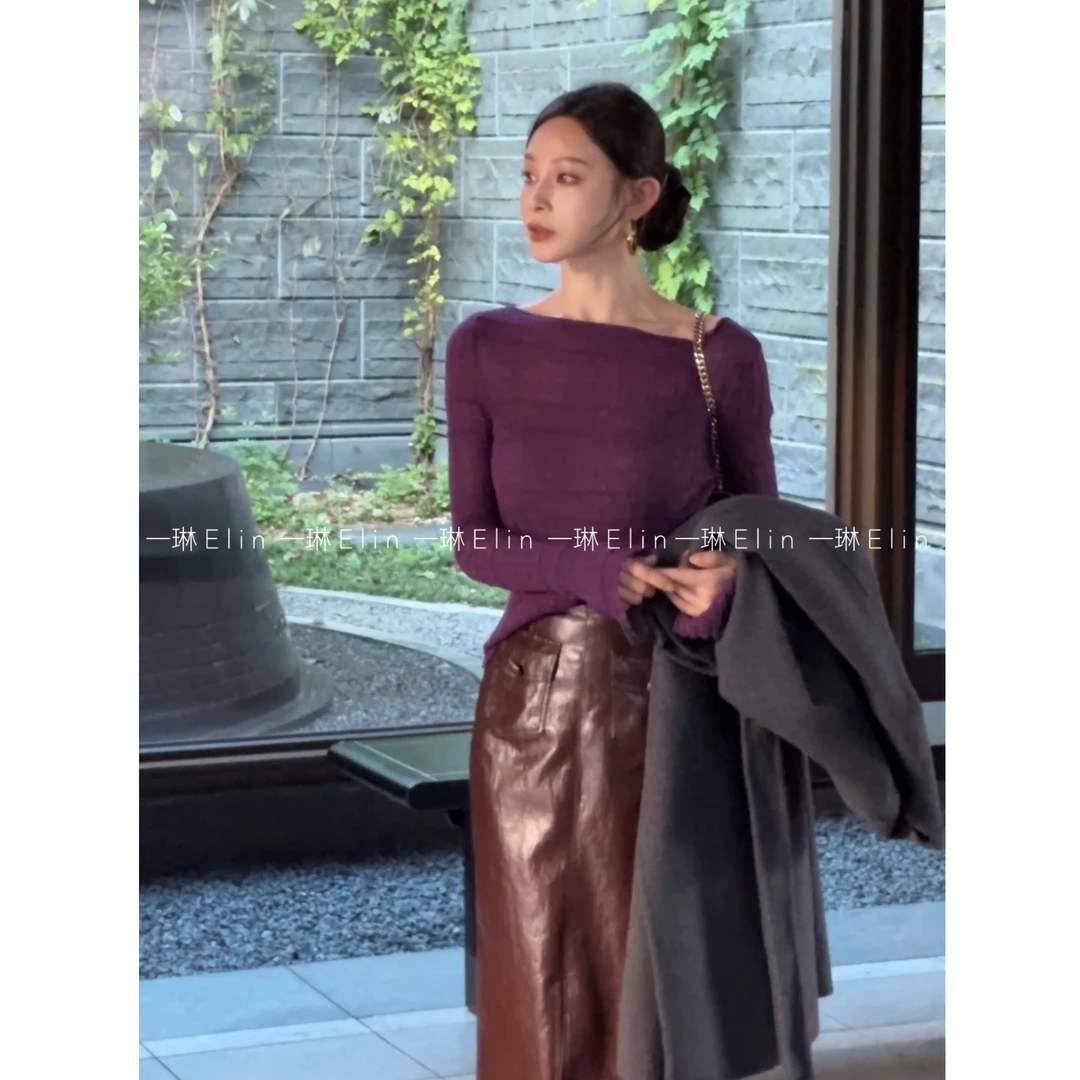 LZQ｜不期而遇～气质薄款知性羊毛早秋针织长袖打底上衣XMZH9621