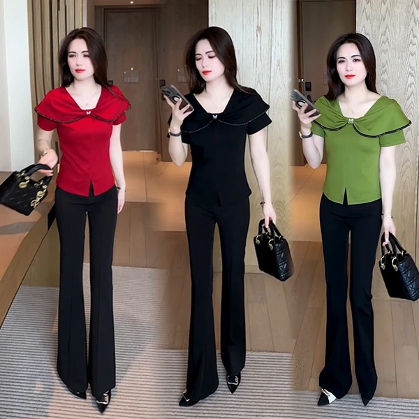 修身短袖气质短袖纯色T恤遮肚高腰小个子夏装名媛设计感上衣206