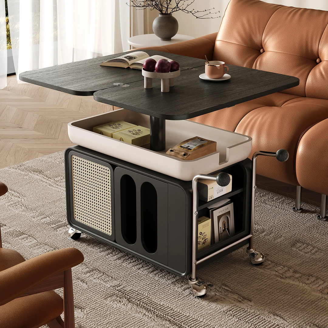 怒马可移动茶几小户型客厅家用新款折叠升降推车茶台边柜沙发边几