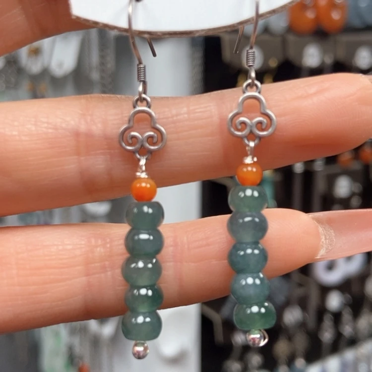 【闪购商品】翡翠耳饰银S925镶嵌耳饰