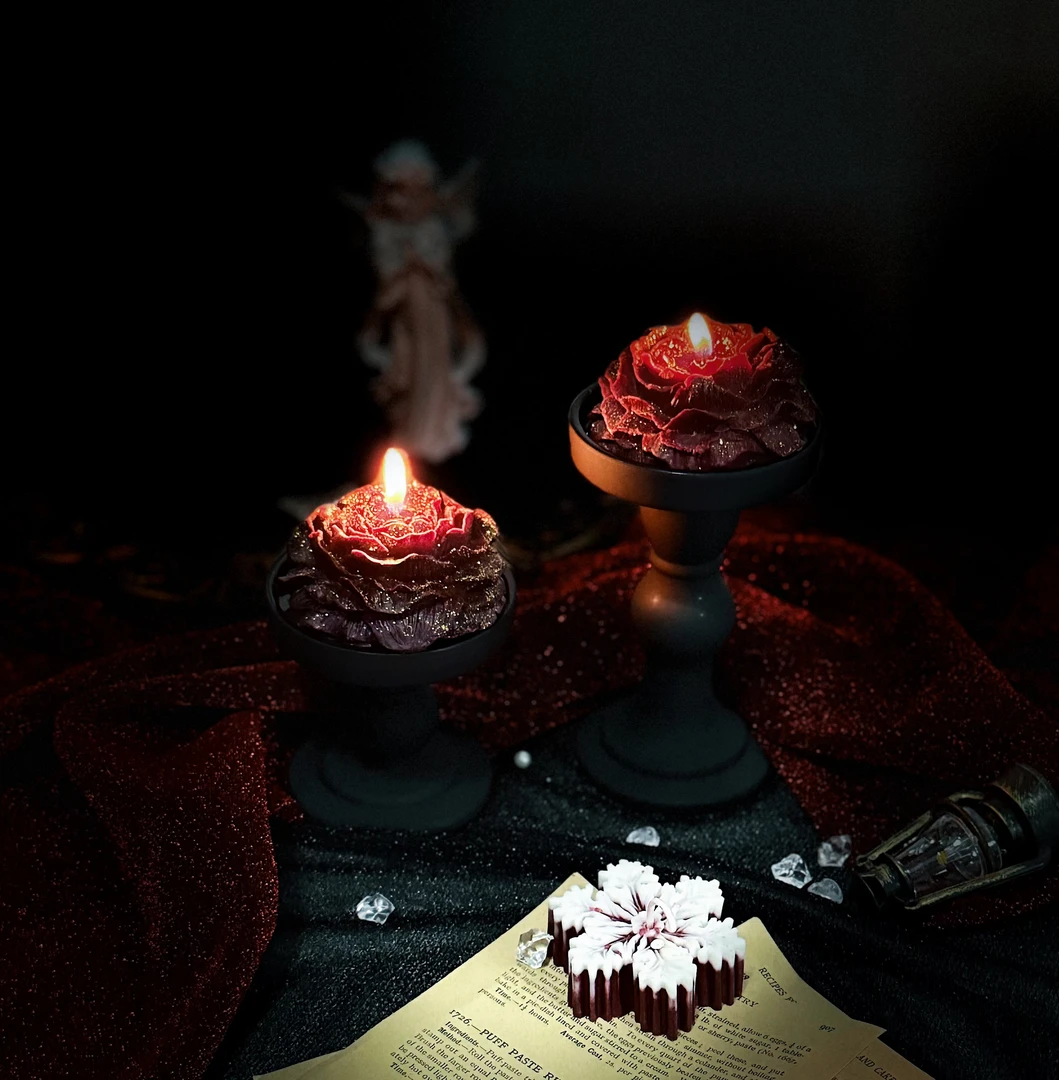 【极光意象】鎏金牡丹花香薰蜡烛浪漫氛围牡丹花形蜡烛居家摆件谷美