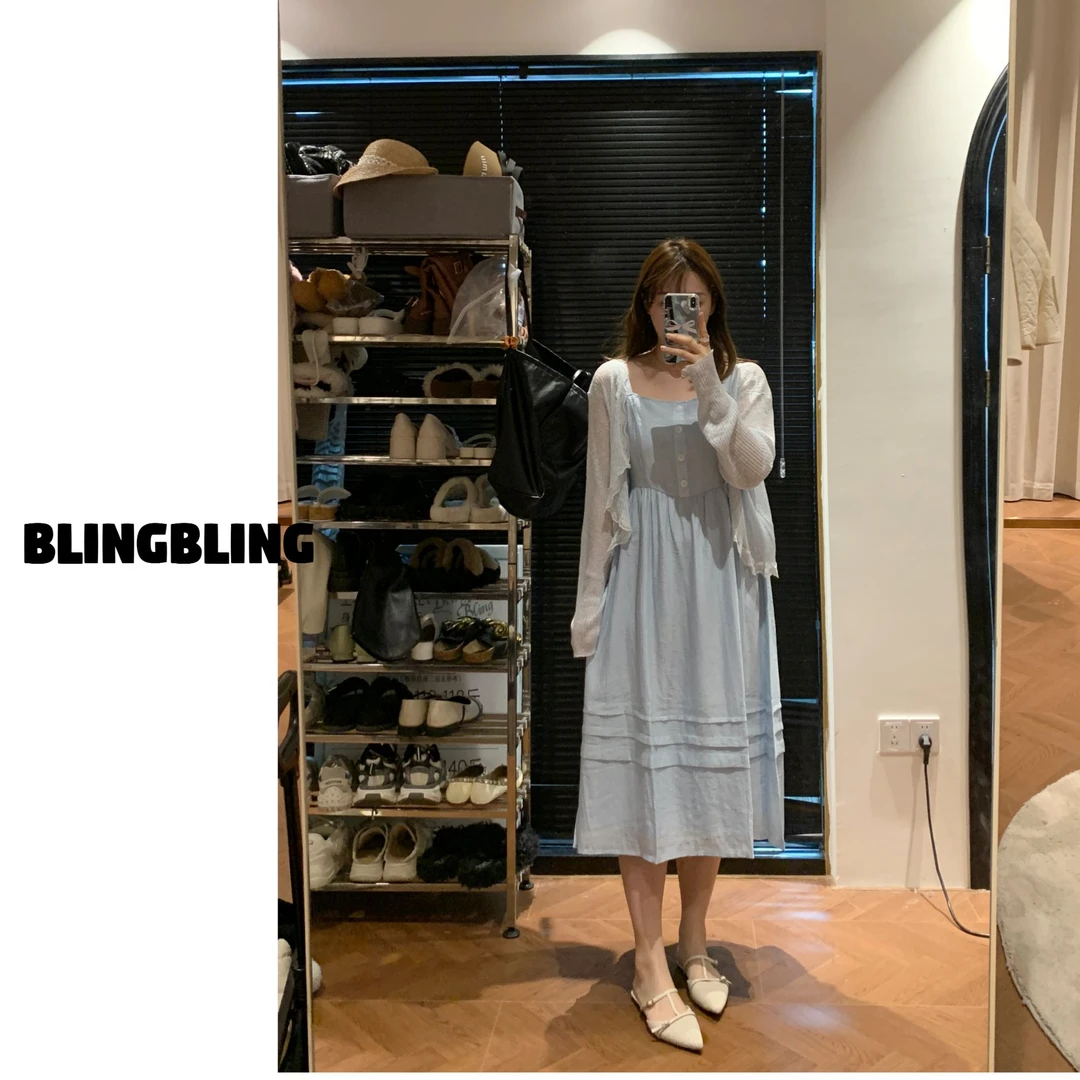 【青】夏季新款款吊带连衣裙纯色 2775