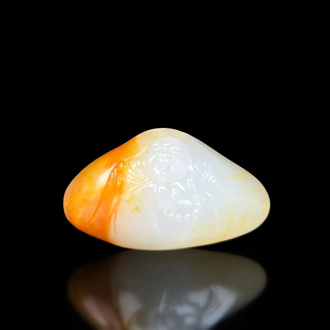 【弥勒佛】新疆和田玉 红沁白玉种 独籽雕刻 挂件 重12.5克