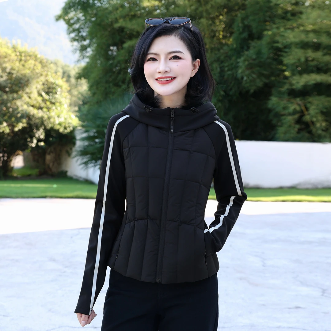 【90白鹅绒】枫竺阿楠anan轻薄收腰拼接撞色连帽鹅绒服秋冬保暖外套