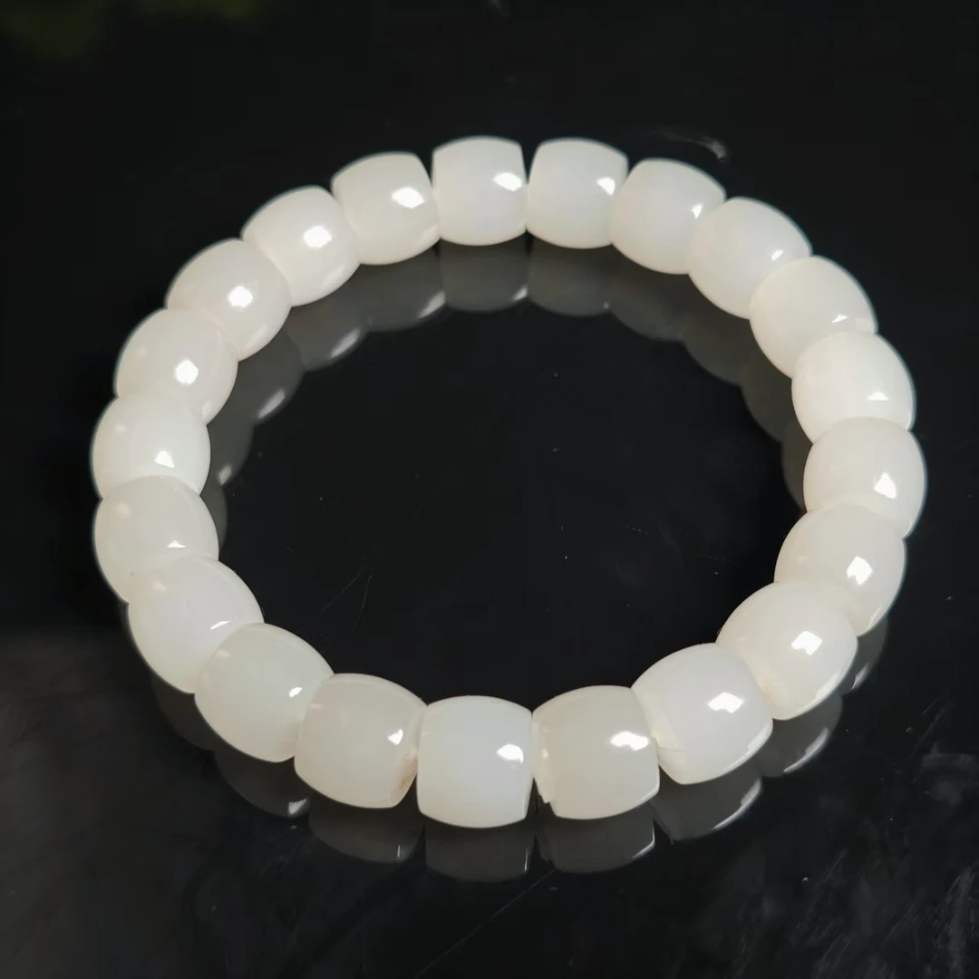 lot5708 手串 和田玉白玉 10*8.8mm*21颗 34.9g