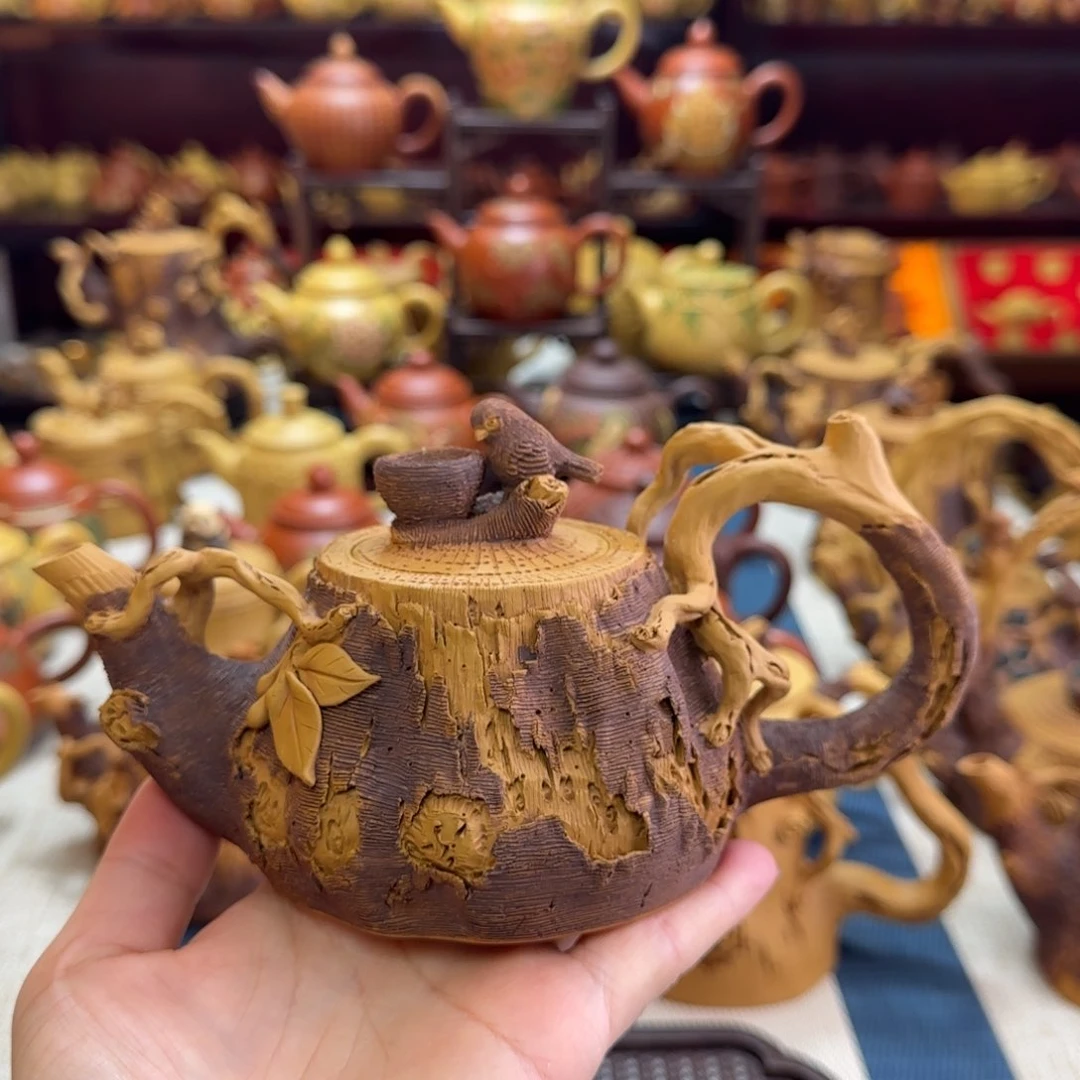 茶壶紫砂树桩喜鹊