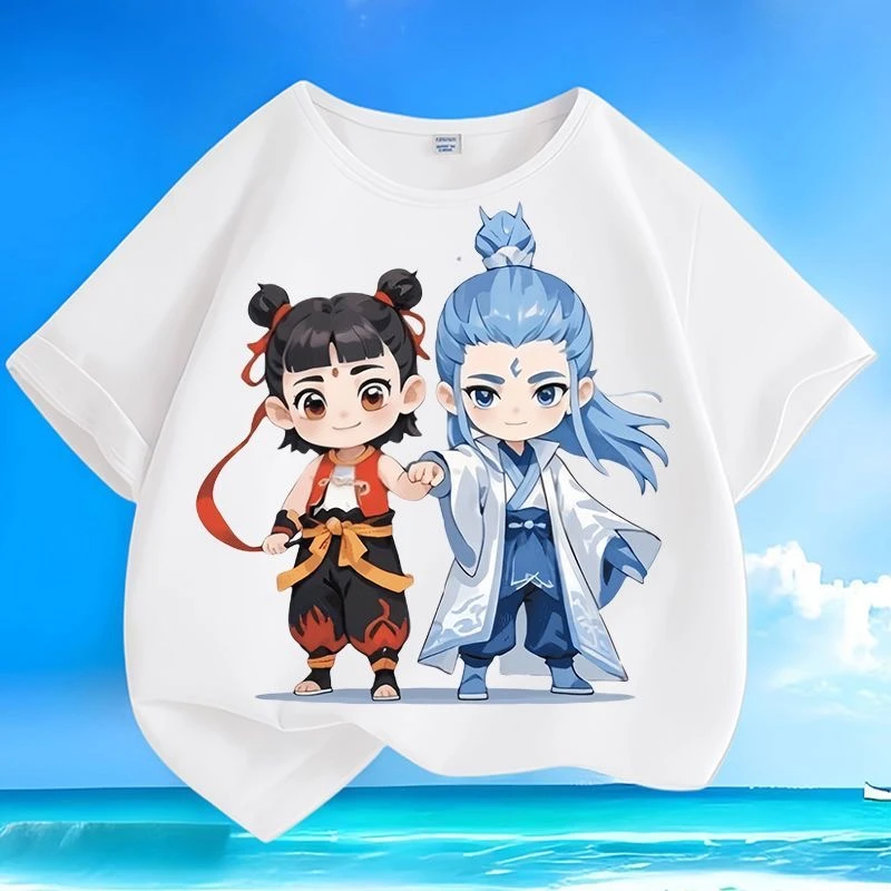 【爆款上新】100重磅纯棉哪吒敖丙系列亲子短袖
