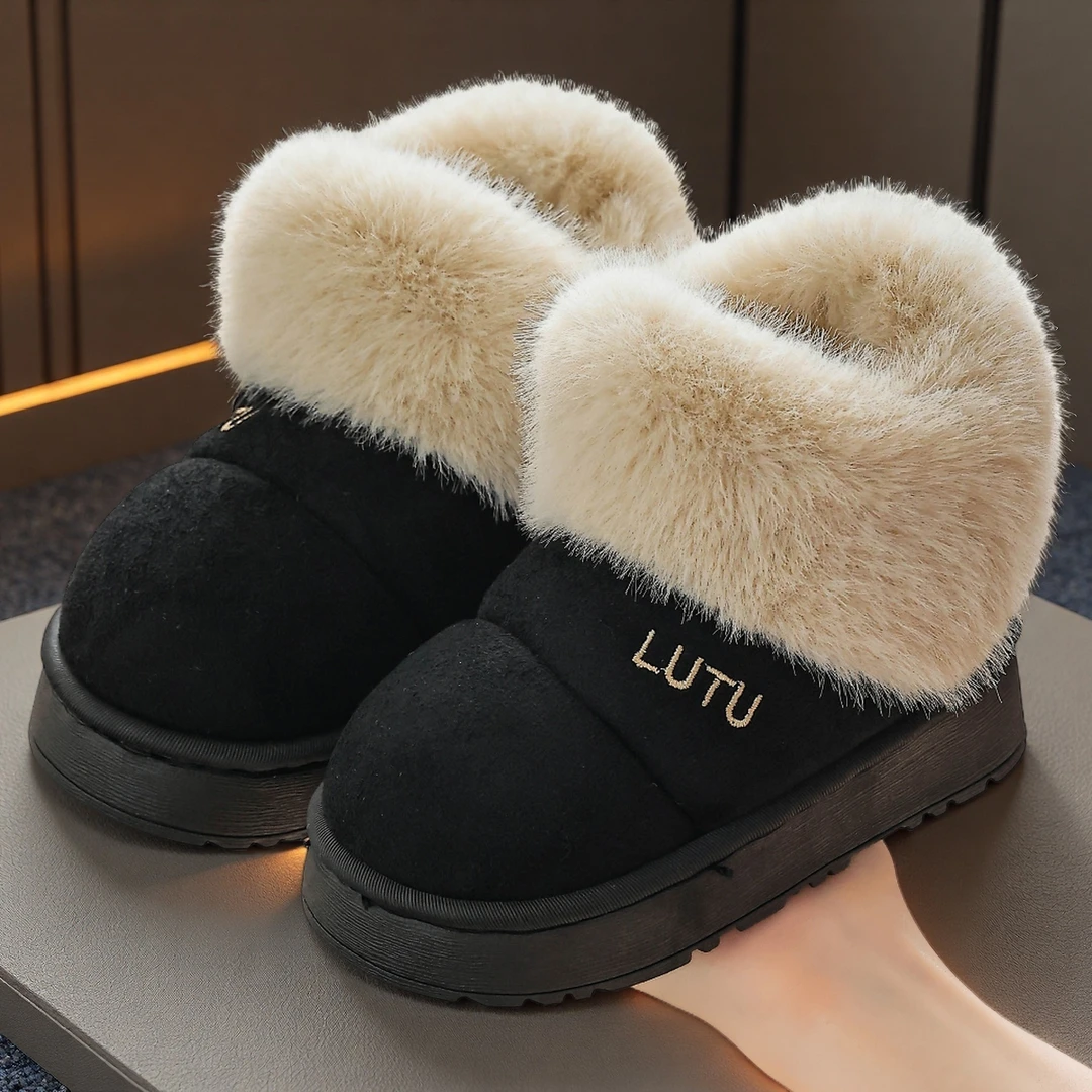 冬季女童雪地靴包跟防滑保暖小女孩亲子居家宝宝网红加厚儿童棉鞋