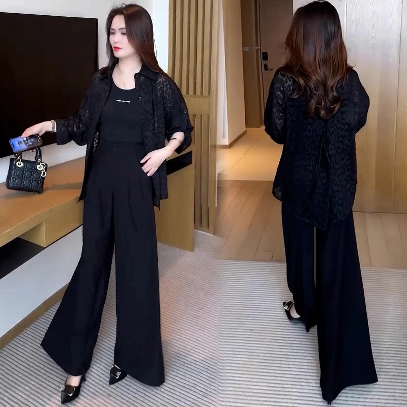 时尚长袖雪纺衬衫女春夏新款洋气宽松显瘦设计感后开叉防晒衫外套