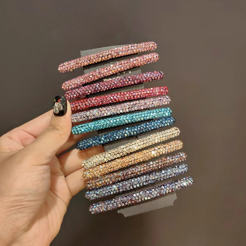 韩偏光钻弹簧夹网红ins8公分顶夹洋气竖夹发卡盘发夹轻奢半扎发夹