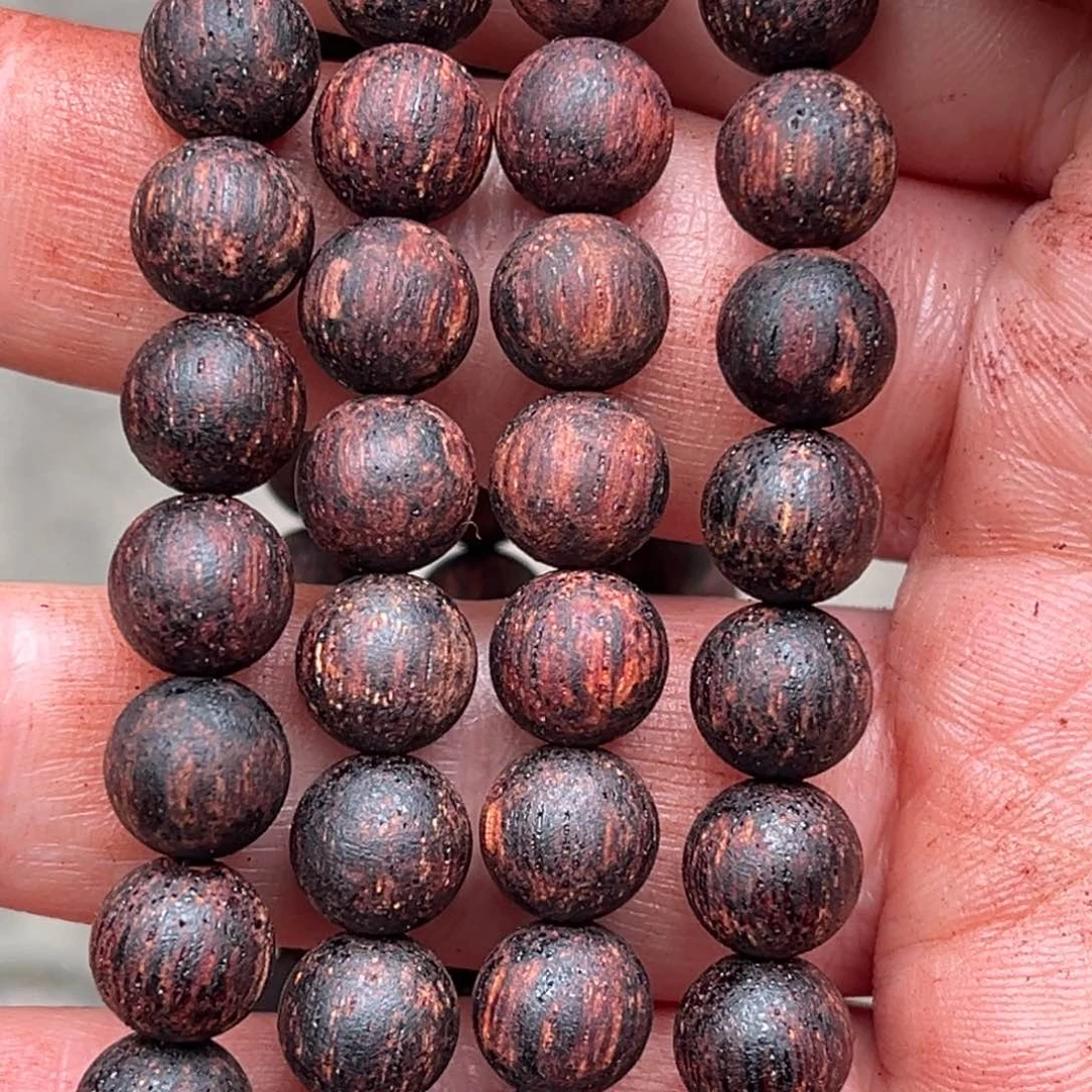 降真香手串/手链0.8x108土埋红油带金丝