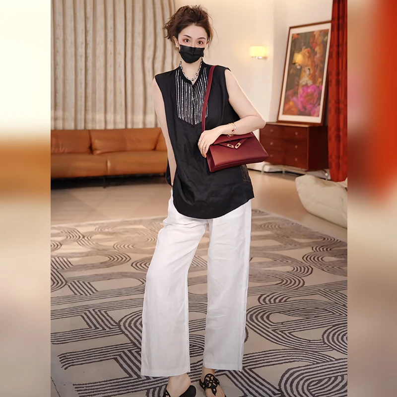 【Linda姐高端线】夏季新款百搭时尚气质亚麻休闲裤AS5KXX0039