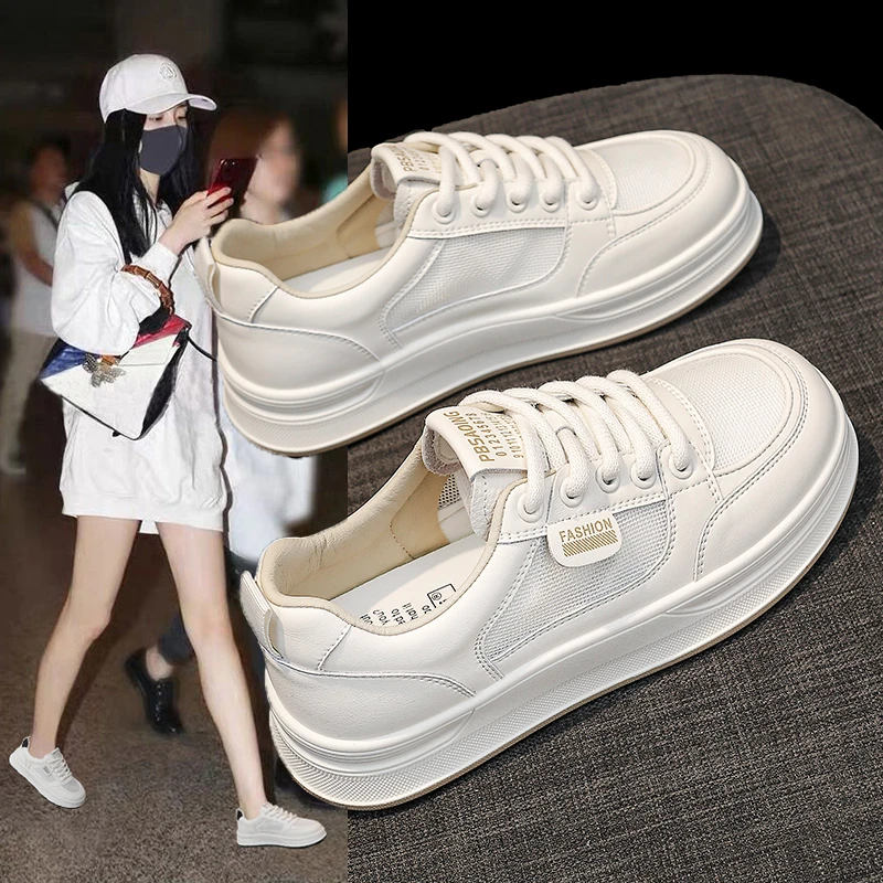 【3厘米】小白鞋女款2025新款夏季爆款网面透气网鞋动休闲板鞋